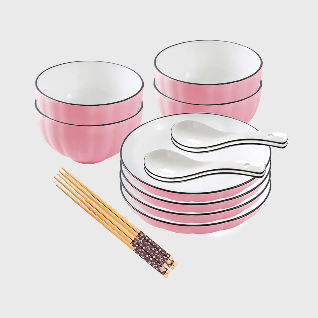 Pink Ceramic Dinnerware Set of 8