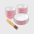 Pink Ceramic Dinnerware Set of 10