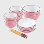 Pink Ceramic Dinnerware Set of 12