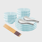 Light Blue Ceramic Dinnerware Set of 10