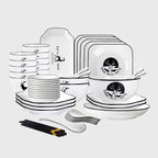 White Antler Printed Ceramic Dinnerware Set of 34
