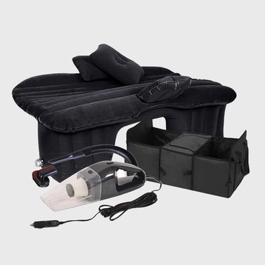 Portable Car Set Inflatable Air Bed Mattress Storage Organiser Handheld Vacuum Cleaner Black