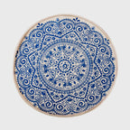 Blue Carpet Soft Linen Bohemian Non-Slip Round Rug