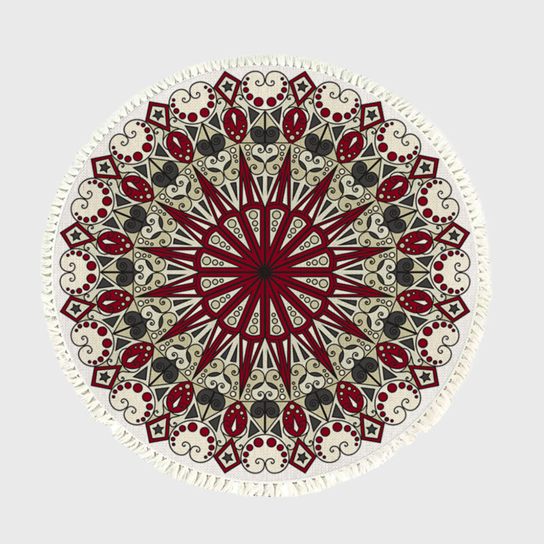 SOGA 120cm Mandala Modern Ethnic Tassel Print Anti-slip Doormat Home Decor