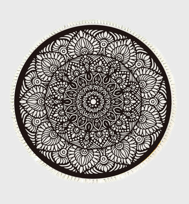 SOGA 120cm Mandala Modern Ethnic Tassel Print Anti-slip Doormat Home Decor