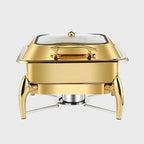 Gold Plated Square Chafing Dish with Top Lid