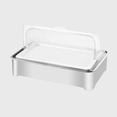 SOGA 59x38.5cm Silver Color Ceramic Serving Bowl Chafing Dish for Kitchen Essential