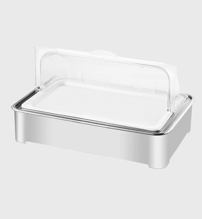 SOGA 59x38.5cm Silver Color Ceramic Serving Bowl Chafing Dish for Kitchen Essential