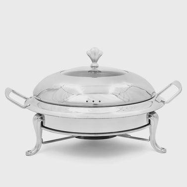 Stainless Steel Round Chafing Dish with Glass Top Lid
