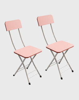 Foldable Chair Space Saving Seat Set of 2 Pink