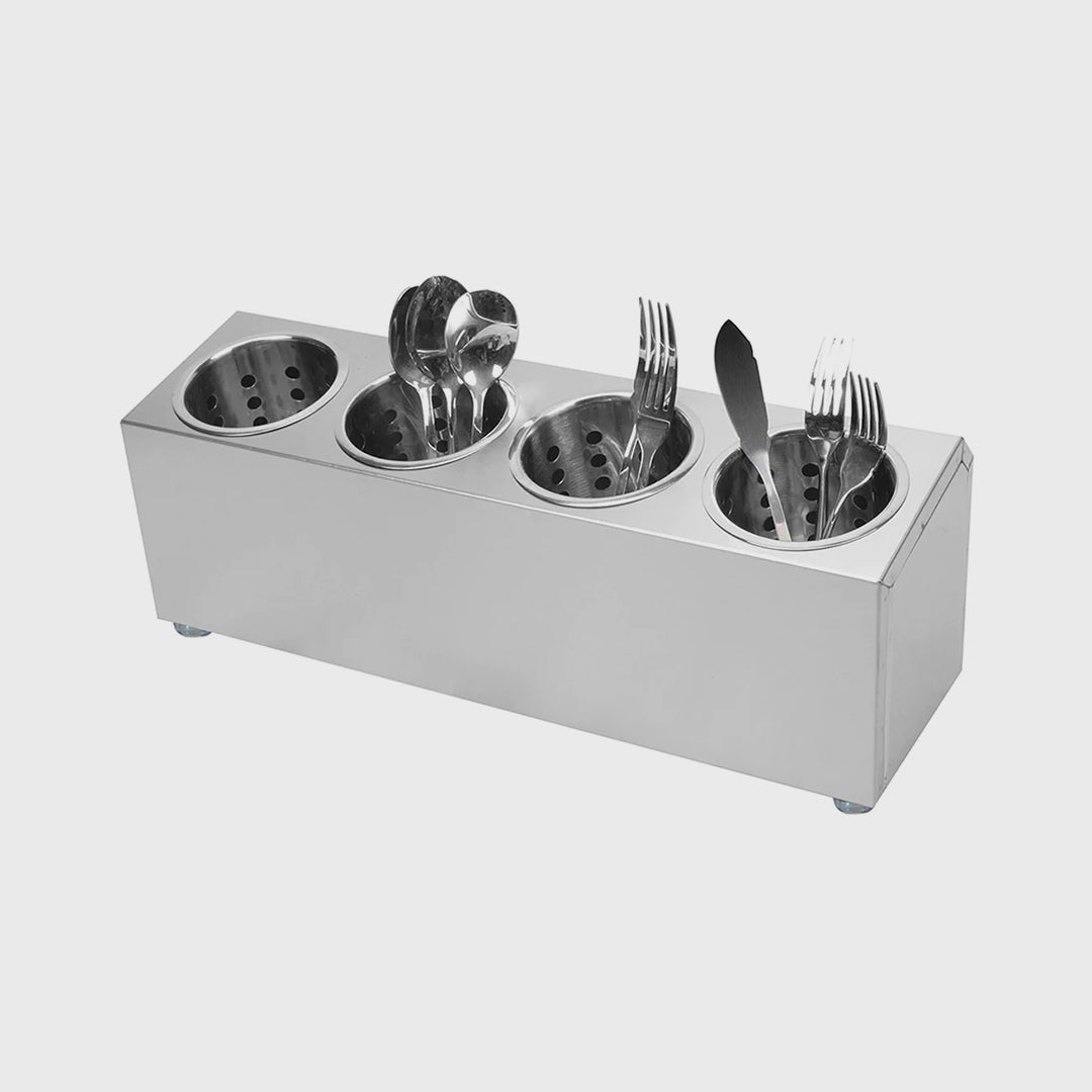 18/10 Stainless Steel Commercial Cutlery Holder with 4 Holes