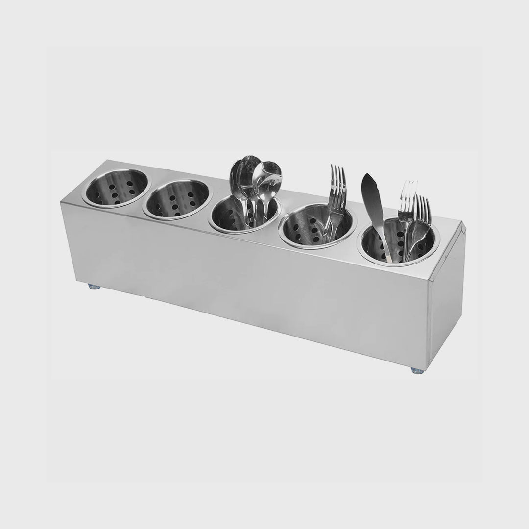 18/10 Stainless Steel Commercial Cutlery Holder with 5 Holes