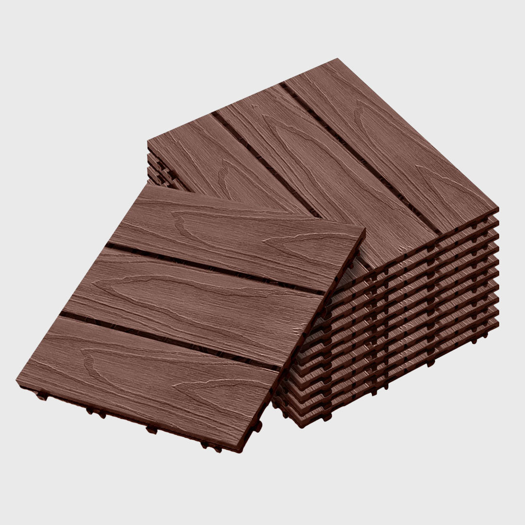 Dark Chocolate DIY Wooden Composite Decking Tiles  Set of 11