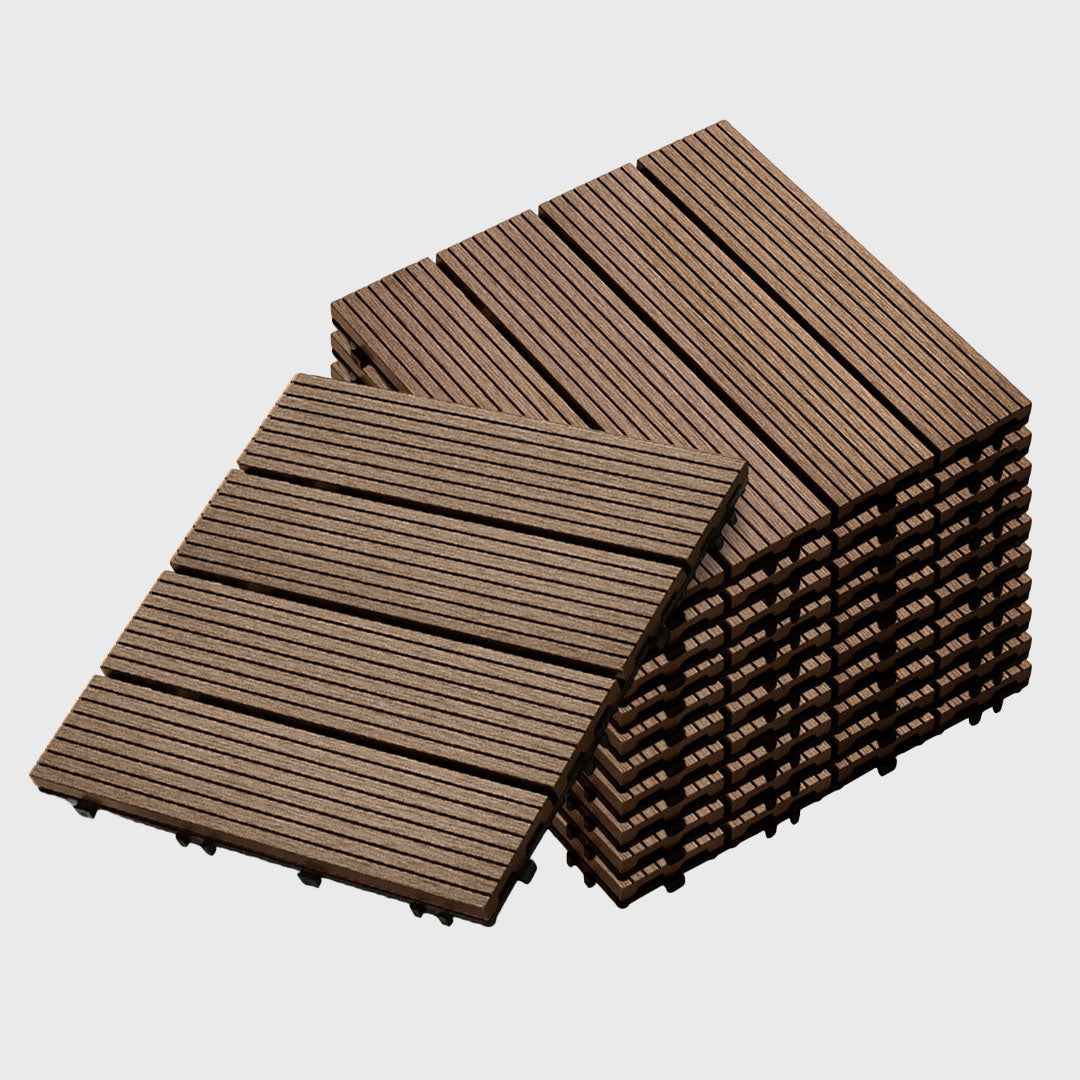 Dark Chocolate DIY Wooden Composite Decking Tiles  Set of 11
