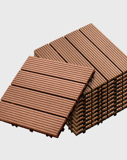 Red Brown DIY Wooden Composite Decking Tiles  Set of 11