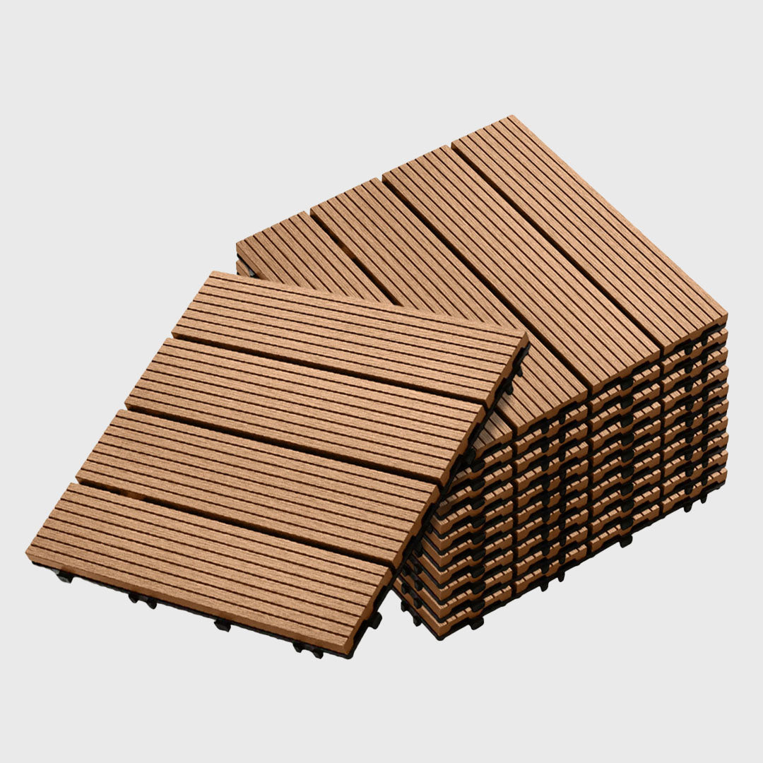 Coffee DIY Wooden Composite Decking Tiles  Set of 11