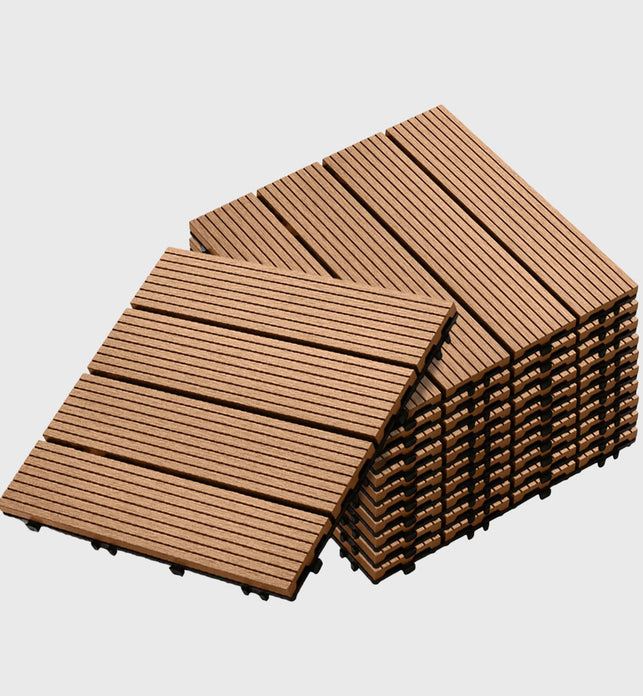 Coffee DIY Wooden Composite Decking Tiles  Set of 11