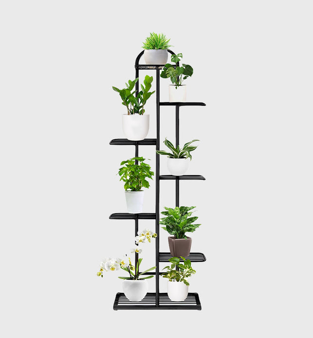 7 Tier Black Metal Plant Flowerpot Display Rack