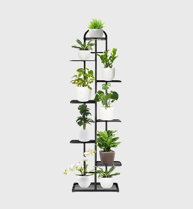 8 Tier Black Metal Plant Flowerpot Display Rack
