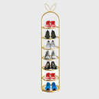 7 Tier Bunny Ears Shape Gold Plated Metal Shoe Rack Organiser