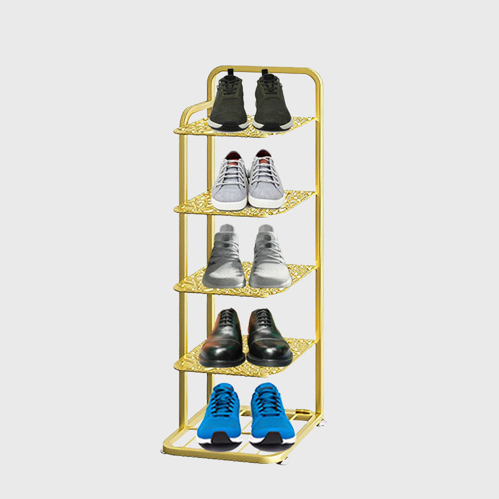 5 Tier Gold Plated Metal Shoe Rack Organiser