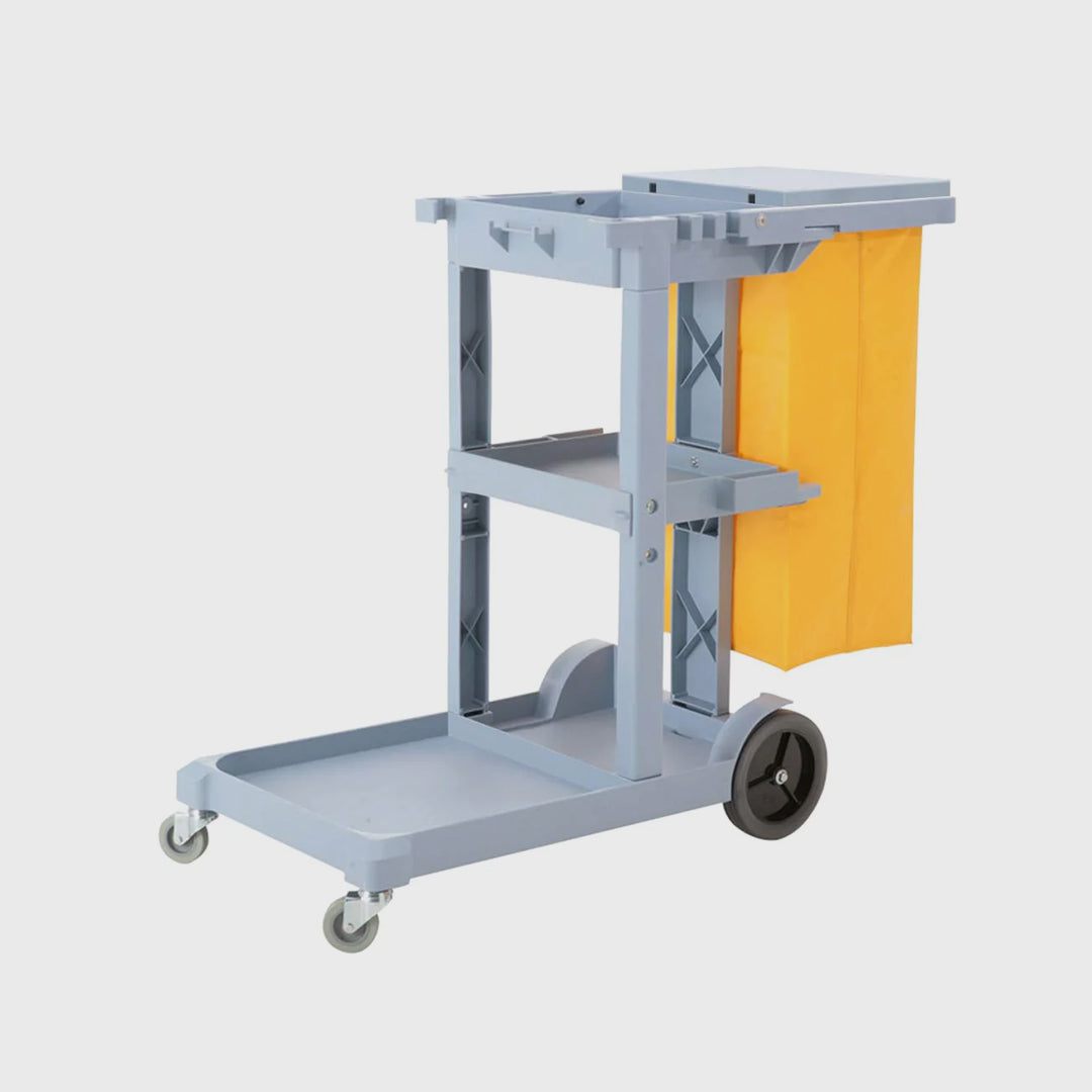 3 Tier Multifunction Janitor Cart and Bag with Lid Blue