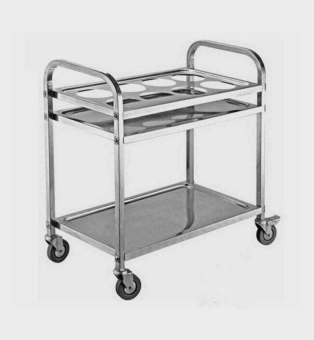 2 Tier Stainless Steel 8 Compartment Kitchen Trolley