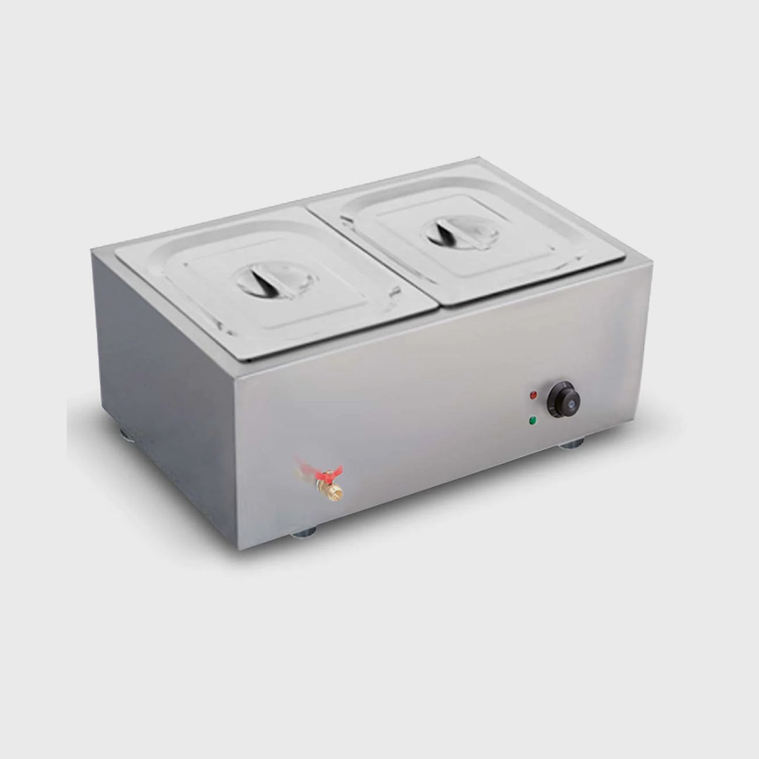 Stainless Steel 2 X 1/2 GN Pan Electric Bain-Marie Food Warmer with Lid