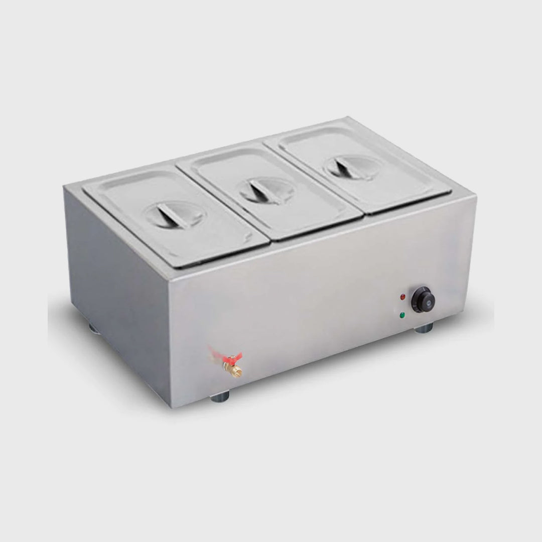 Stainless Steel 3 X 1/2 GN Pan Electric Bain-Marie Food Warmer with Lid