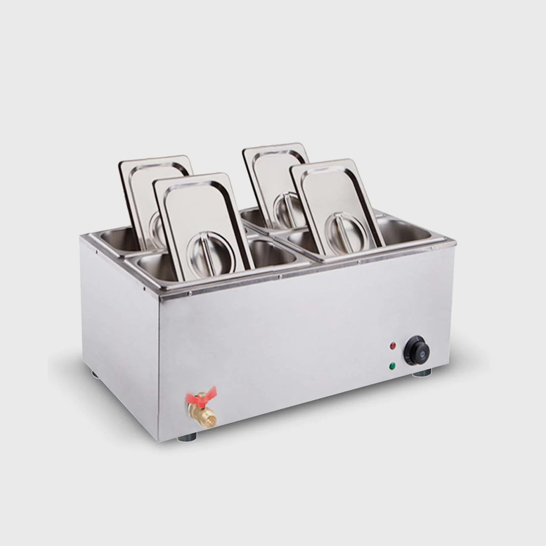 Stainless Steel 4 X 1/2 GN Pan Electric Bain-Marie Food Warmer with Lid