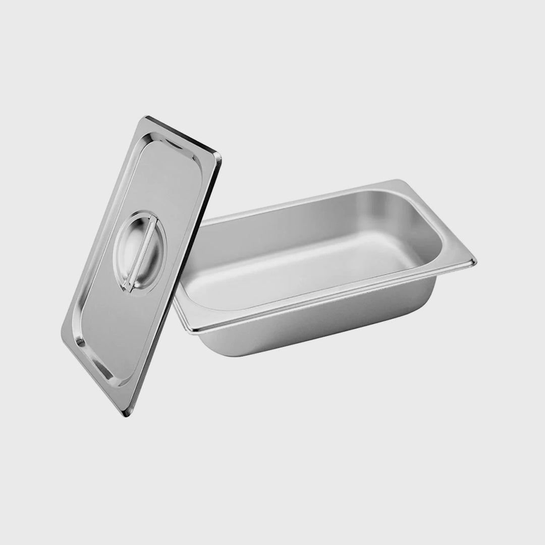Gastronorm GN Pan Full Size 1/3 GN Pan 6.5 cm Deep Stainless Steel Tray with Lid