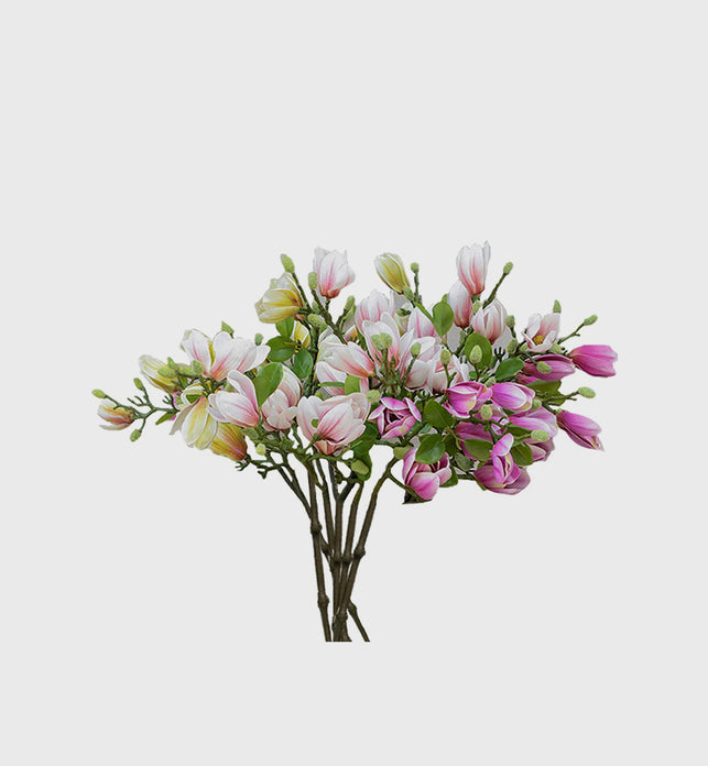 6 Bunch Artificial Magnolia denudata 4 Heads Purple