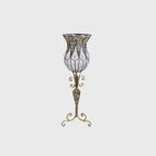 85cm European Clear Glass Floor Flower Vase with Tall Metal Stand