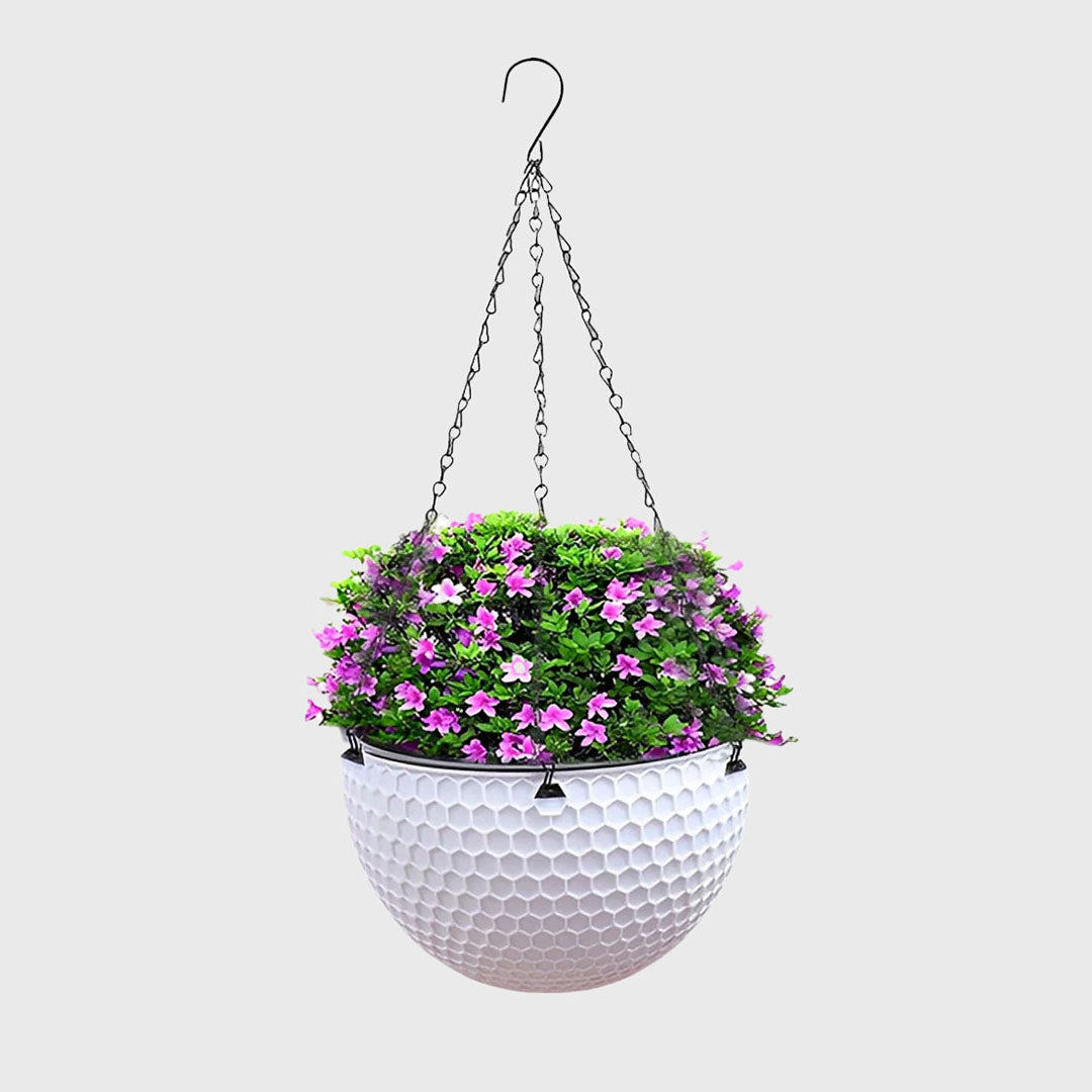 White Medium Hanging Flower Pot