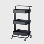 3 Tier Steel Black Movable Kitchen Cart