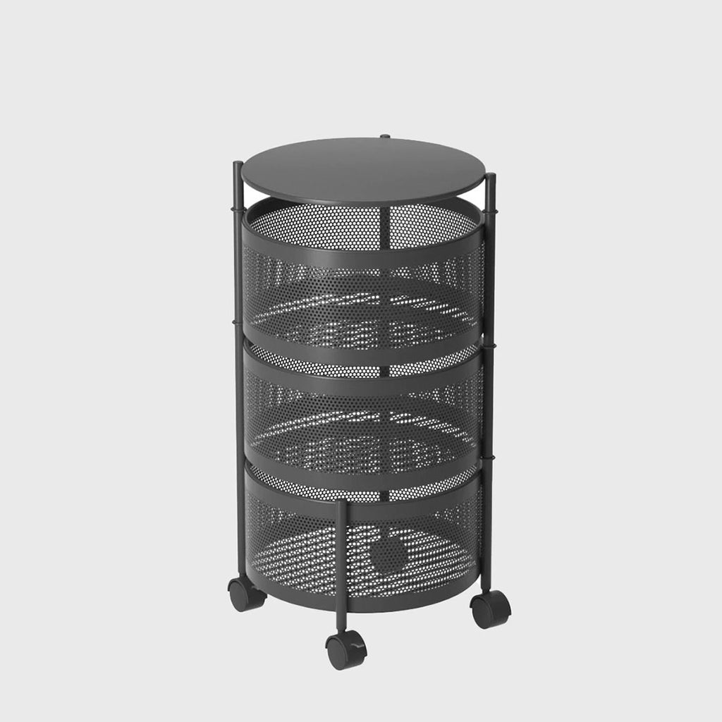 3 Tier Steel Round Rotating Kitchen Cart