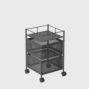 2 Tier Steel Square Rotating Kitchen Cart