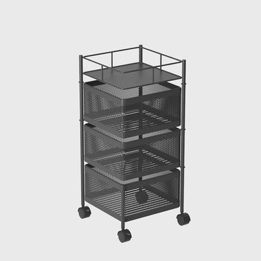 3 Tier Steel Square Rotating Kitchen Cart