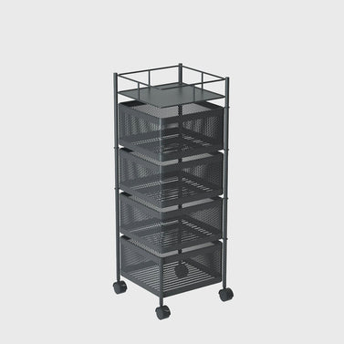 4 Tier Steel Square Rotating Kitchen Cart