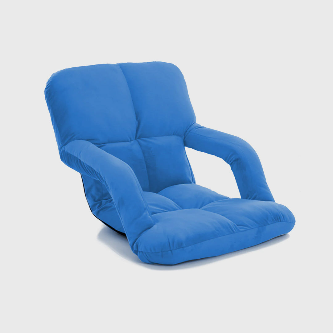 Foldable Floor Recliner Lazy Chair with Armrest Blue