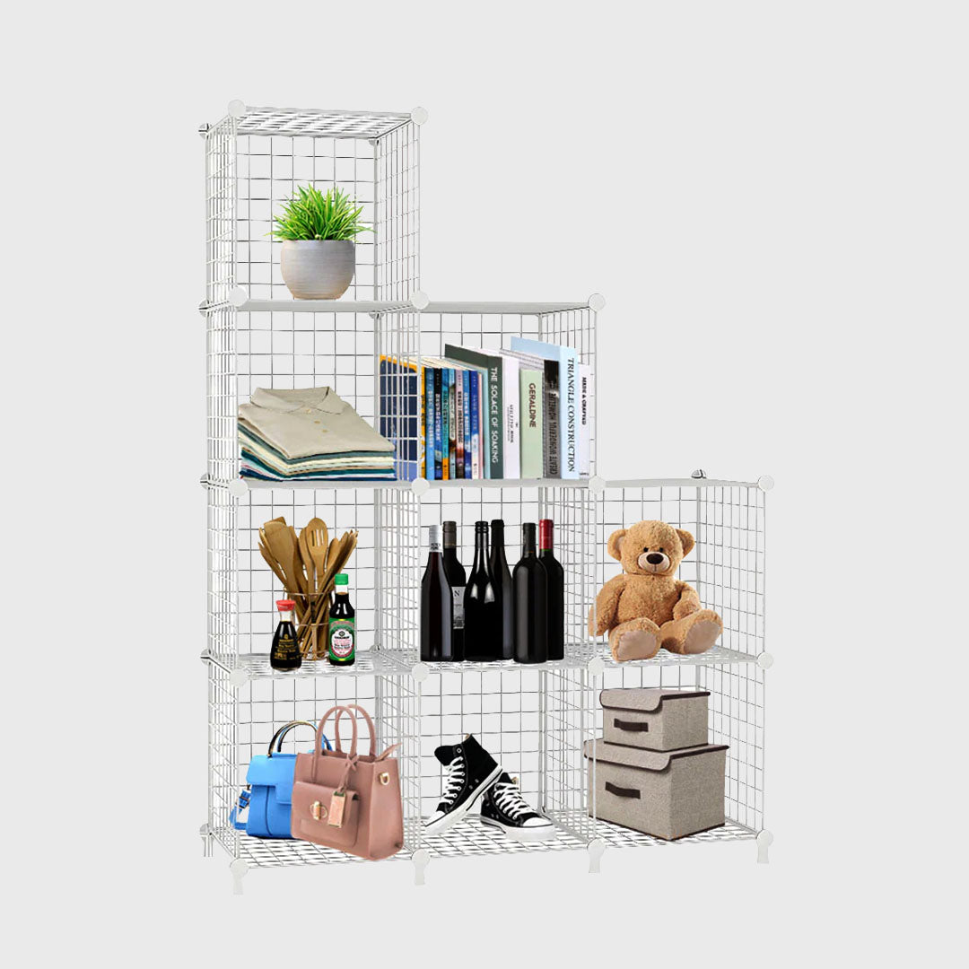 White Portable 9-Cube 3 Column Storage Organiser