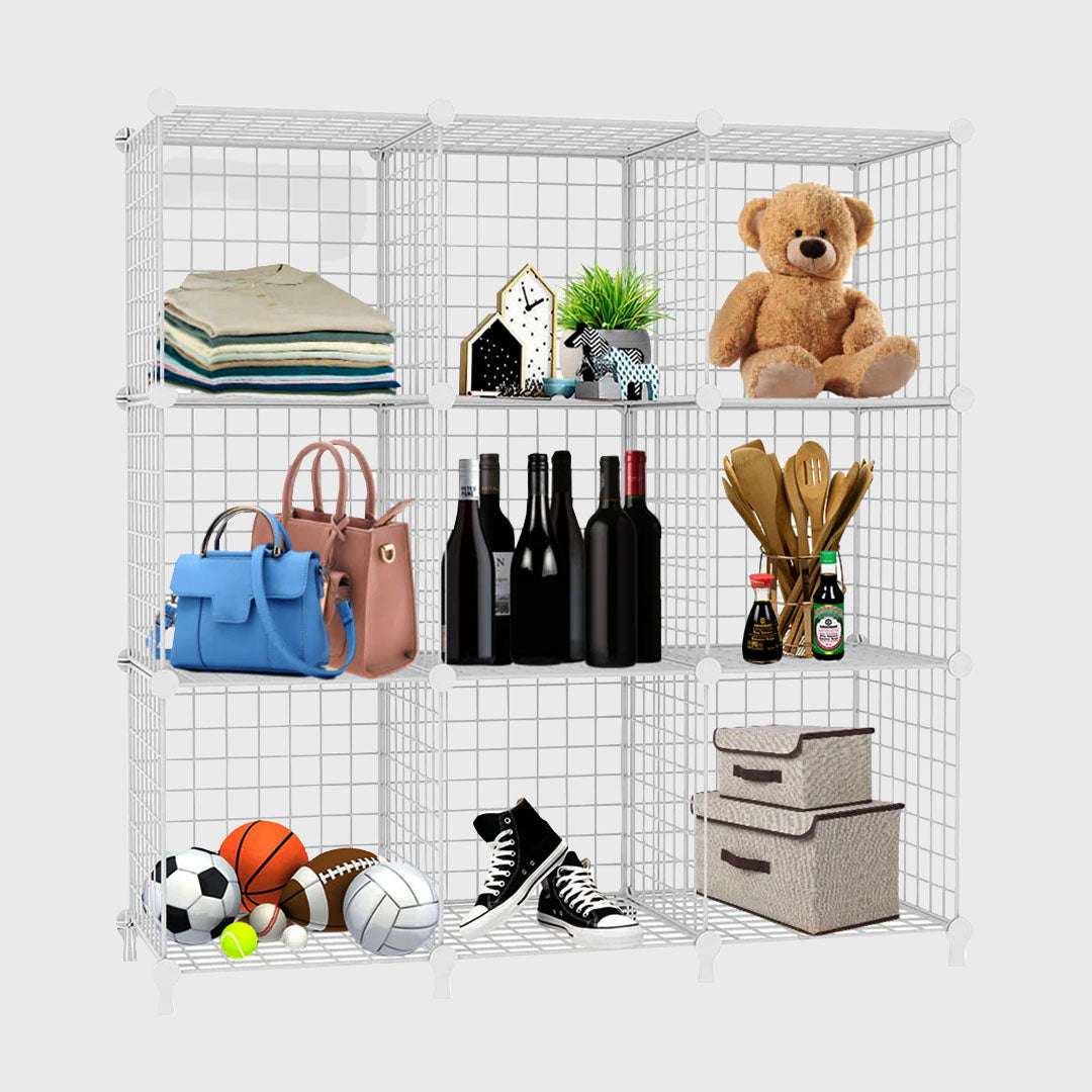 White Portable 9-Cube 3 Column Storage Organiser