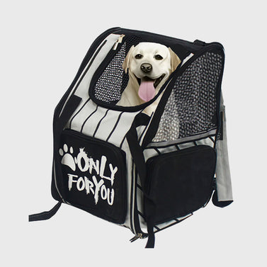 Black Portable Backpack Pet Carrier Breathable Mesh