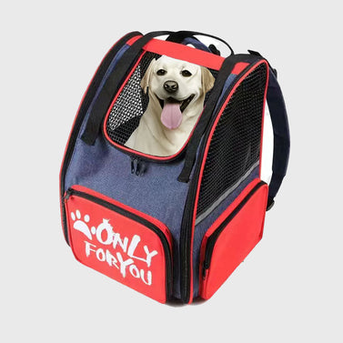 Red Portable Backpack Pet Carrier Breathable Mesh