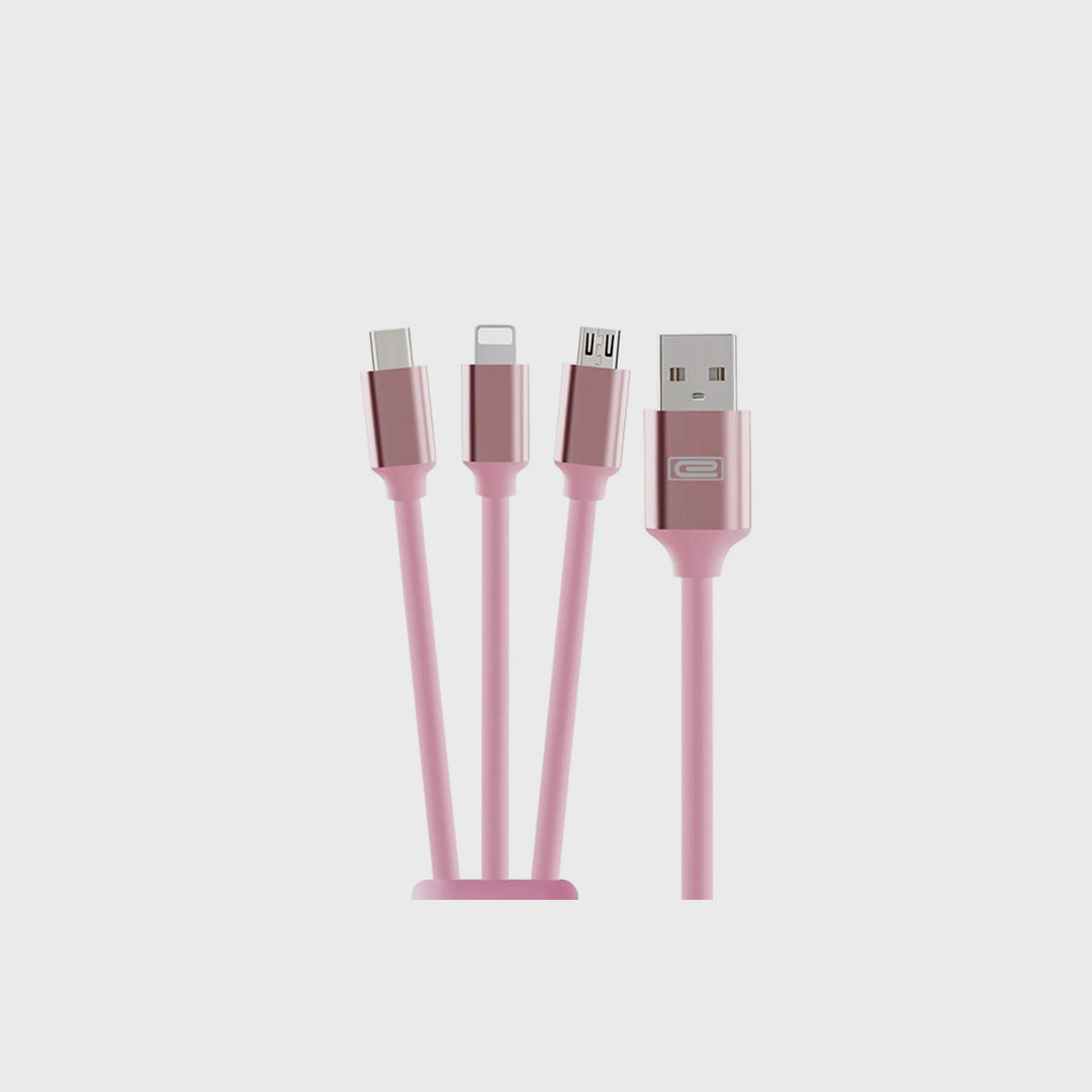 3 in 1 1.2M High Speed Charging Data Cable Rose Gold