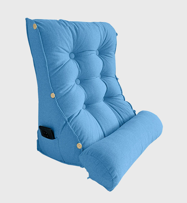 45cm Blue Wedge Lumbar Pillow
