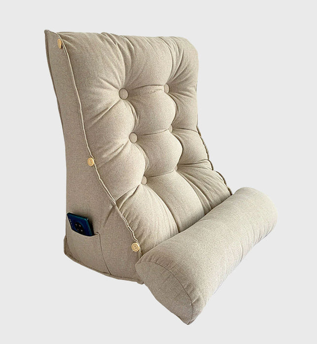 45cm White Wedge Lumbar Pillow