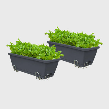 49.5cm Black Rectangular Vegetable Herb Flower Planter Box Set of 2