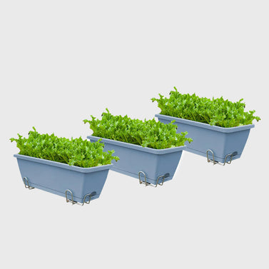 49.5cm Blue Rectangular Vegetable Herb Flower Planter Box Set of 3