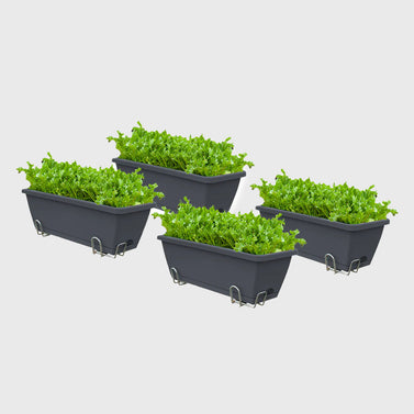 49.5cm Black Rectangular Vegetable Herb Flower Planter Box Set of 4